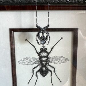 LSD dark moon necklace grey moonstone